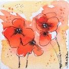 watercolor on canvas - ON SALE - 8x8cm